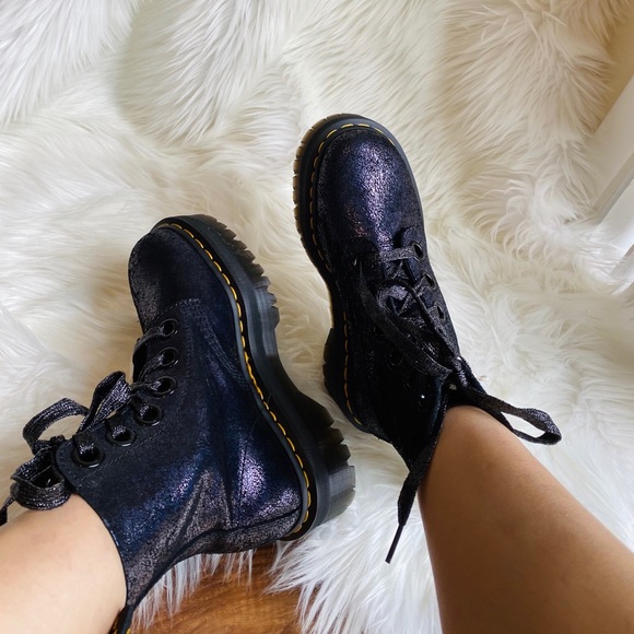 Dr. Martens Molly Crackle Suede Platform Boots - Picture 8 of 9